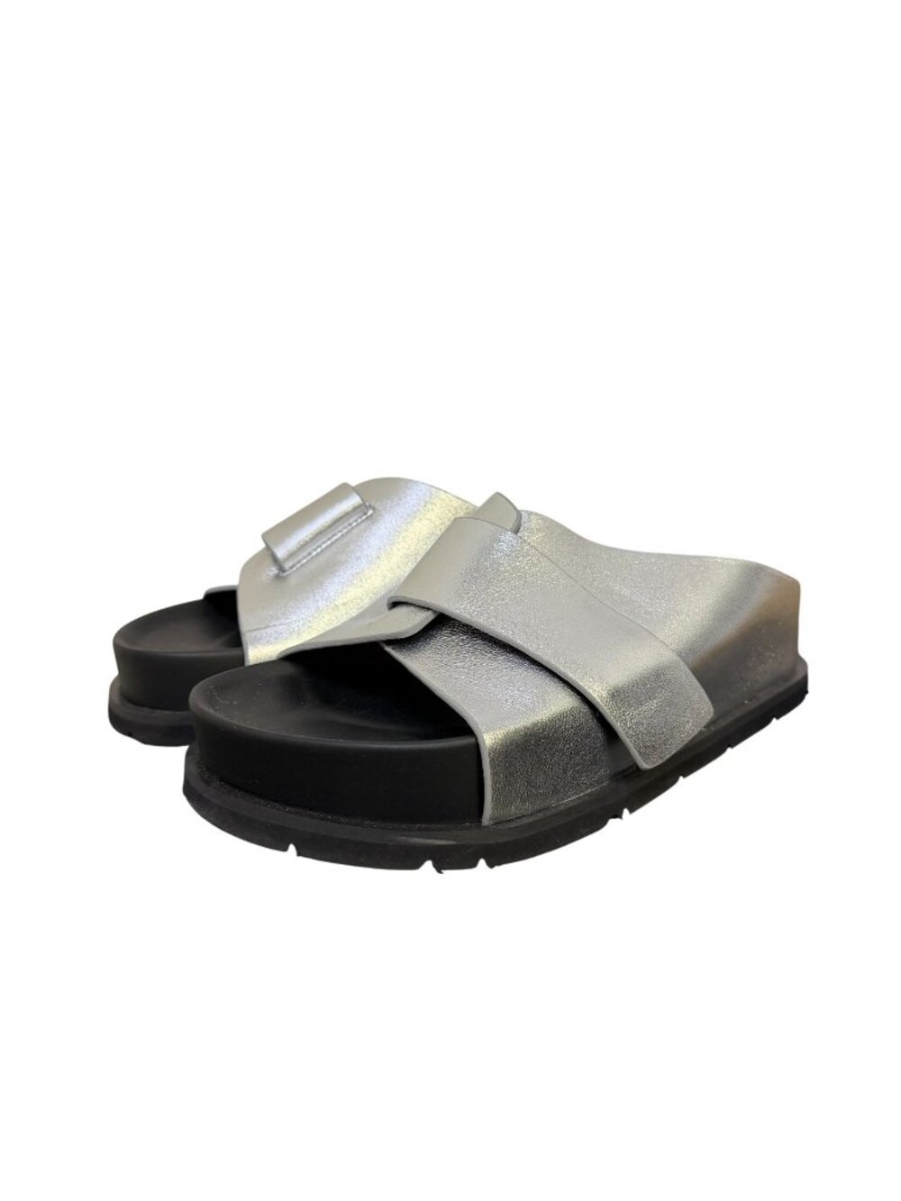Lonza Metallic Silver Sandals Size 8.5 EU 39